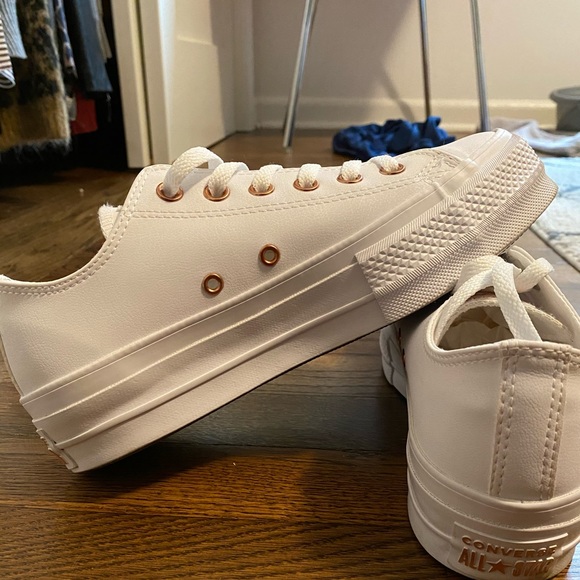 converse rose gold platform